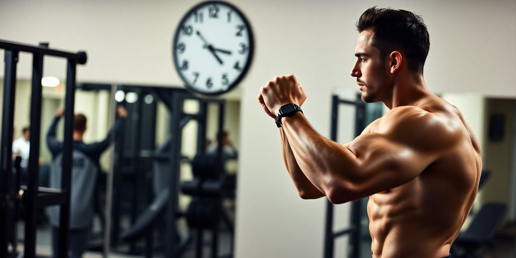 Person lifting weights in gym during intermittent fasting.