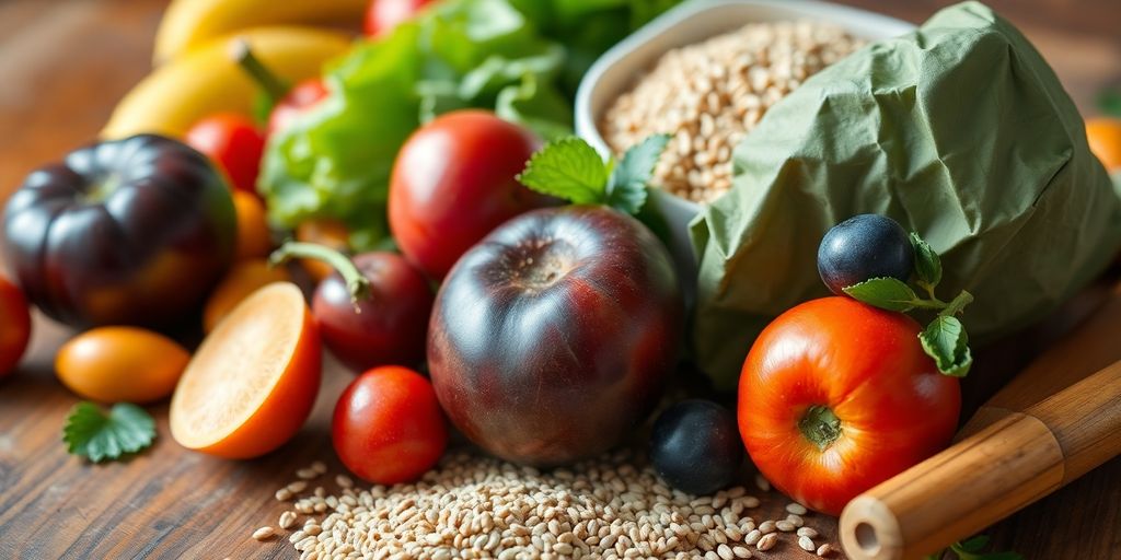 Healthy foods representing diabetes management and prevention.
