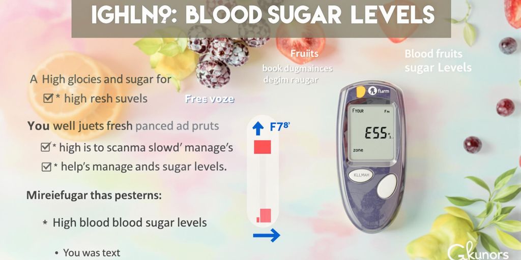 Blood glucose meter with fresh fruits and vegetables.